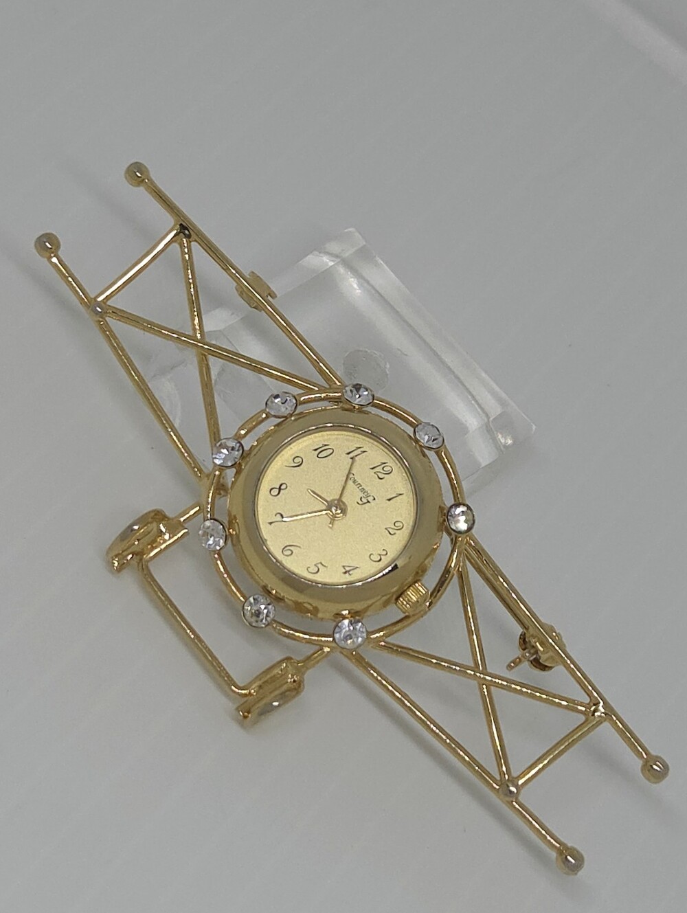 * Vintage Courtney G Airplane Watch Pin Brooch Working